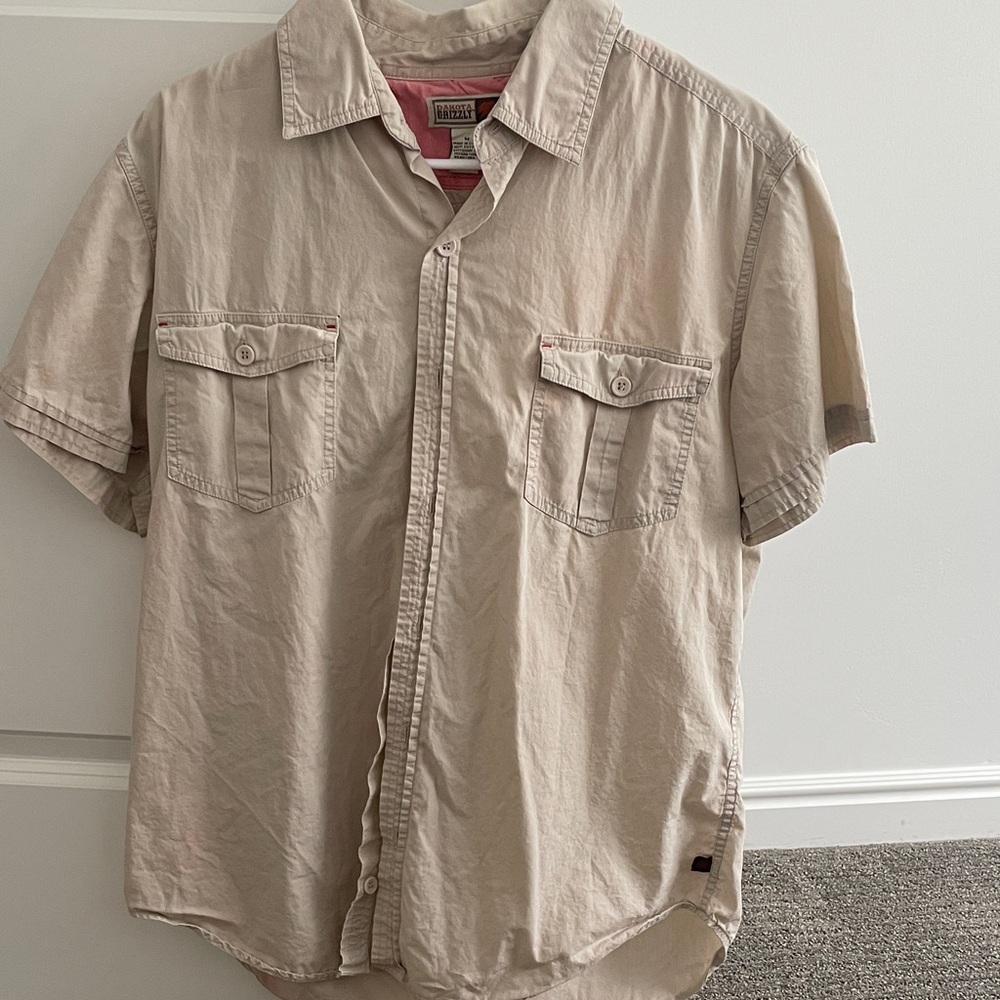 Men's Beige Short Sleeve Shirt